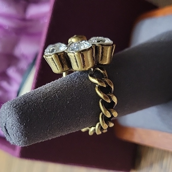 GUCCI CRYSTAL DOUBLE G RING NWOT - Picture 3 of 9